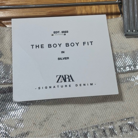 NWT Zara Boy Boy Fit Jeans Metallic Silver Size 2 - Picture 8 of 12